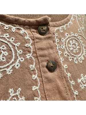 Bird Thai Artisan Embroidered Boho Tunic – 100% Cotton – Size L thumbnail 4