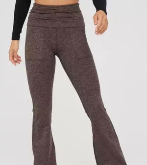 Aerie SMALL REGULAR OFFLINE By The Hugger High Waisted Foldover Flare Legging thumbnail 1