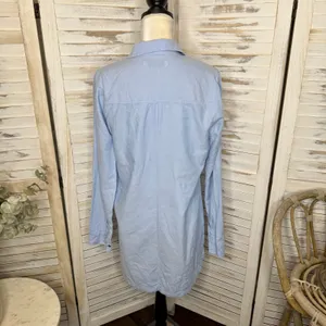 ABERCROMBIE & FITCH Women's Cotton Poplin Long Sleeve Shirt Shirtdress Blue thumbnail 4