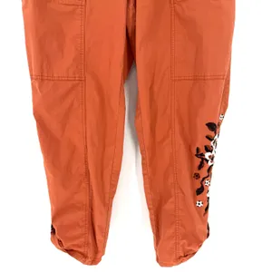 Soft Surroundings Cargo Pants L Burnt Orange Floral Embroidered Boho thumbnail 4