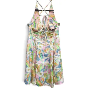For Love & Lemons Guinevere Mini Dress Multicolor Floral Halter Retro Size S NEW thumbnail 5