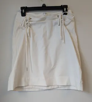 Y2K ANN TAYLOR Off White Corset Lace Up Front Mini Skirt Cotton Blend Sz 2 NWOT thumbnail 1
