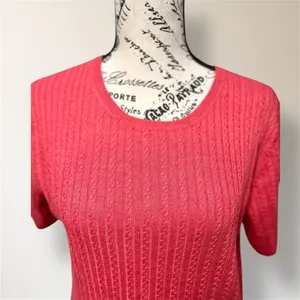 Brooks Brothers S Red Cashmere Silk Blend Cable Knit Short Sleeve Sweater Preppy thumbnail 3