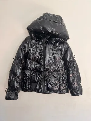 Alo Yoga Glossy Stunner Puffer Hooded Jacket Fall Coat Black Size XS thumbnail 5