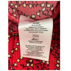 Free People Clara Dress Womens Extra Small Red Floral 3 4 Sleeve Tie Front Boho thumbnail 7
