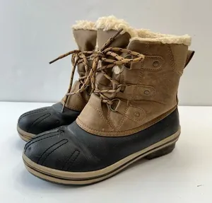 Bearpaw Boots Leighton Wool Blend‎ Lined Winter Boots Tan Black Womens Size 7 thumbnail 1