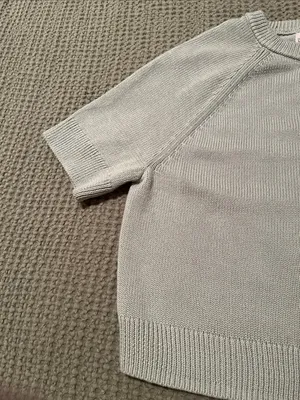 NWT Cropped Sage Green Button-Front Cotton Cardigan thumbnail 3