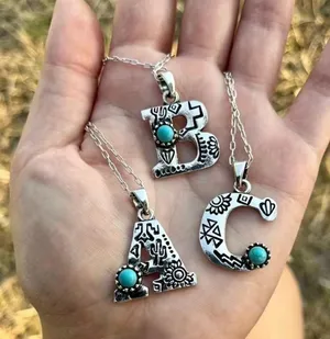 NEW - turquoise letter A necklace, monogram jewelry, Letter A jewelry thumbnail 2