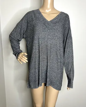 Apt 9 Gray V Neck Knit Sweater thumbnail 1