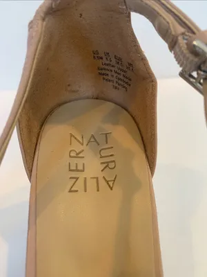 Naturalizer Tiff Ankle Strap Heels Tan Beige Leather Open Toe Sandal Size 8.5 thumbnail 2
