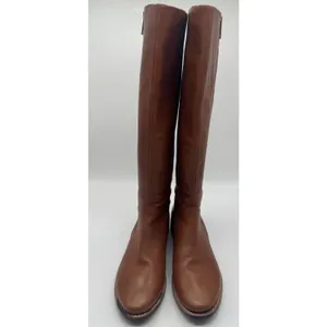 Elaine Turner boots Size 8.5 Cognac Leather Zip Equastrian Knee Tall Never Worn thumbnail 6