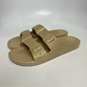Freedom Moses sandals 2‎ strap slides slip on tan size 10-10.5 thumbnail 4