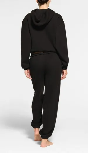 SKIMS COTTON FLEECE HOODIE, Black, Large, $80 thumbnail 4
