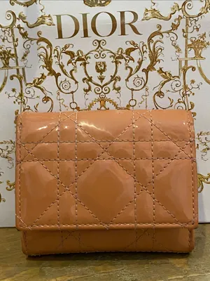 Christian Dior Lady Dior Lotus Quilted Patent Leather Cannage Wallet in Peachy Pink thumbnail 7