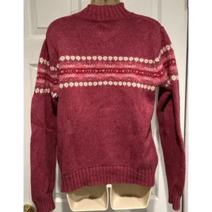 VTG L L Bean Wool Fair Isle Nordic Ski Full Zip Cardigan Sweater L‎ rustic cozy thumbnail 3