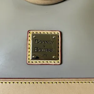 Dooney & Bourke Patent Leather Satchel Bag Oyster Taupe Authentic Neutral thumbnail 3