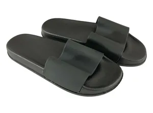 Womens Slide Sandals Rubber Slip On Basic Black Size 38 US 7 thumbnail 1