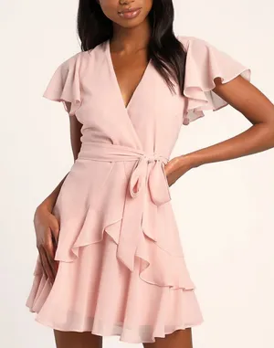 Lulus Sweet Like You Blush Ruffled Mini Dress thumbnail 1