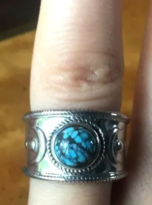 Natural Blue Moon Turquoise Sterling Silver Ring Size 6 thumbnail 1