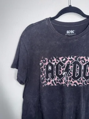 Maurices AC/DC Black Animal Print Graphic Tee Rhinestone Oversized thumbnail 4