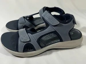 Clarks Cloudsteppers Mira Bay Strappy Sandal Cushion‎ Soft 10m Blue Preowned thumbnail 1