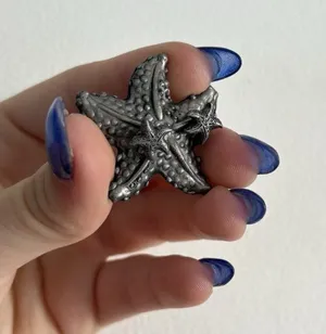 Vintage Torino Pewter Starfish Brooch Post‎ Earrings Set Nautical Beach 80s 90s thumbnail 1
