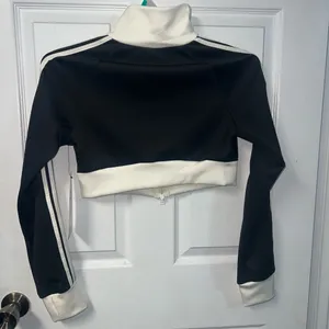 Love poem track jacket cropped striped sweater black large athletic activewear thumbnail 3