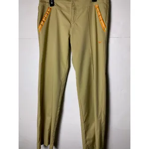 Nike Golf Pants Womens M Beige Khaki Orange Stripe Dri Fit Straight Leg thumbnail 4