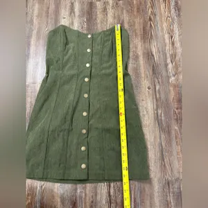 Urban Outfitters Cali Corduroy Strapless Corset Mini Green Dress Size Medium thumbnail 7