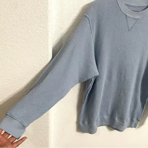 Aerie Womens Top Shirt Light Blue Waffle Knit Long Sleeve Comfort Size Medium thumbnail 5