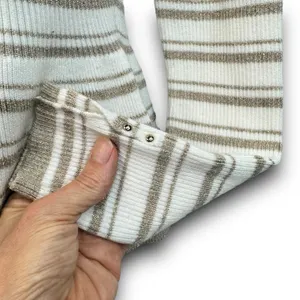 White House Black Market Cream Tan Striped Peplum Ribbed Knit Sweater Size Small thumbnail 3