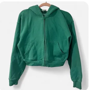 Aritzia TNA Cozy Fleece Green Boyfriend Zip Hoodie Oversized Small thumbnail 4