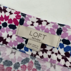 Loft Petites Skirt Womens 10P Purple Geometric Medallion Linen Blend Wrap Midi thumbnail 5