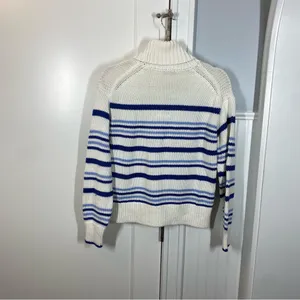 Madewell Ribbed Cotton‎ Turtleneck Sweater in Dawn Stripe Size XS fisherman fall thumbnail 6