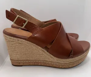Clarks Amelia Dally Platform Sandals Brown Leather Women’s 10 thumbnail 1