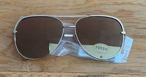 NWT - Fossil - Women's Gold Frame Brown Lens Aviator Sunglasses UV Protected thumbnail 1