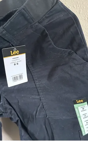 Lee Women's Straight Leg Flat Front Pants Button Accents Black Size 8 S thumbnail 2
