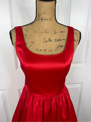 Vintage Forever 21 Red Satin Bow Back Mini Dress Sz S Petite NWOT thumbnail 4