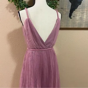 NWOT Lulus Sweet Goddess Mauve Mesh Pleated Sleeveless Midi Dress thumbnail 5