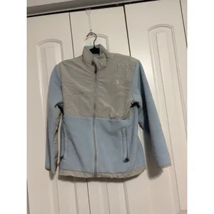 The North Face Denali Fleece Jacket Light Blue Grey Full Zip Girls Large L 14/16 thumbnail 5