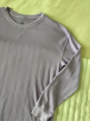 Gilly Hicks Long-Sleeve Thermal Crewneck Sweater in Light Lavender Sleep thumbnail 3