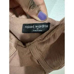 Naked Wardrobe NEW Women XS Brown Faux Bustier Ribbed Hourglass Bodycon Dress thumbnail 9