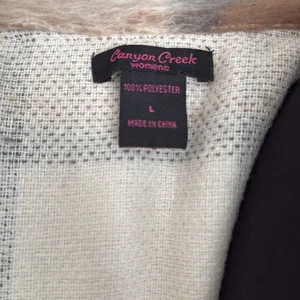 Coldwater Creek Oversized Plaid Midi Shacket Tan Cream Brushed Textured Jacket thumbnail 3