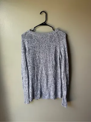 J.Crew Marled Blue White Cotton Knit Sweater Size Medium thumbnail 5