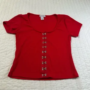 Vintage Y2K 90s Love Streak Red Crop Top Corset thumbnail 2