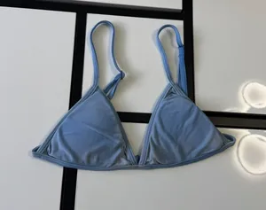 ONEONE Swim Ribbed Triangle Bikini Top - Pastel Blue - Size M thumbnail 1