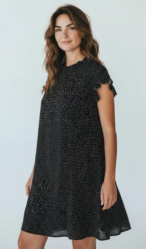 ModCloth Black and White Polka Dot Ruffle Dress‎ Size XL thumbnail 1
