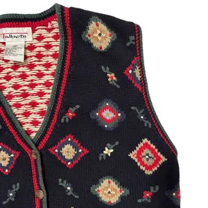 Vintage Talbots Button Down Vest Blue Floral/Holiday Women's‎ Size Medium thumbnail 2