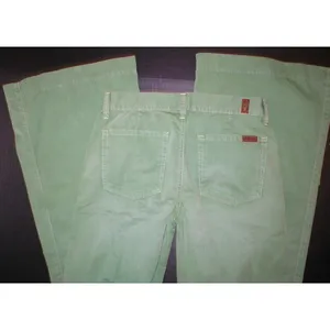 New 7 for All Mankind Jeans Green Pants Womens 26 29 X 33 Tall Wide Leg Light thumbnail 7