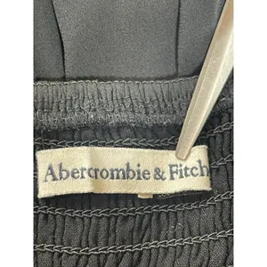 Abercrombie & Fitch Black Smocked Babydoll Mini Dress XS Sheer Sleeve Coquette thumbnail 5